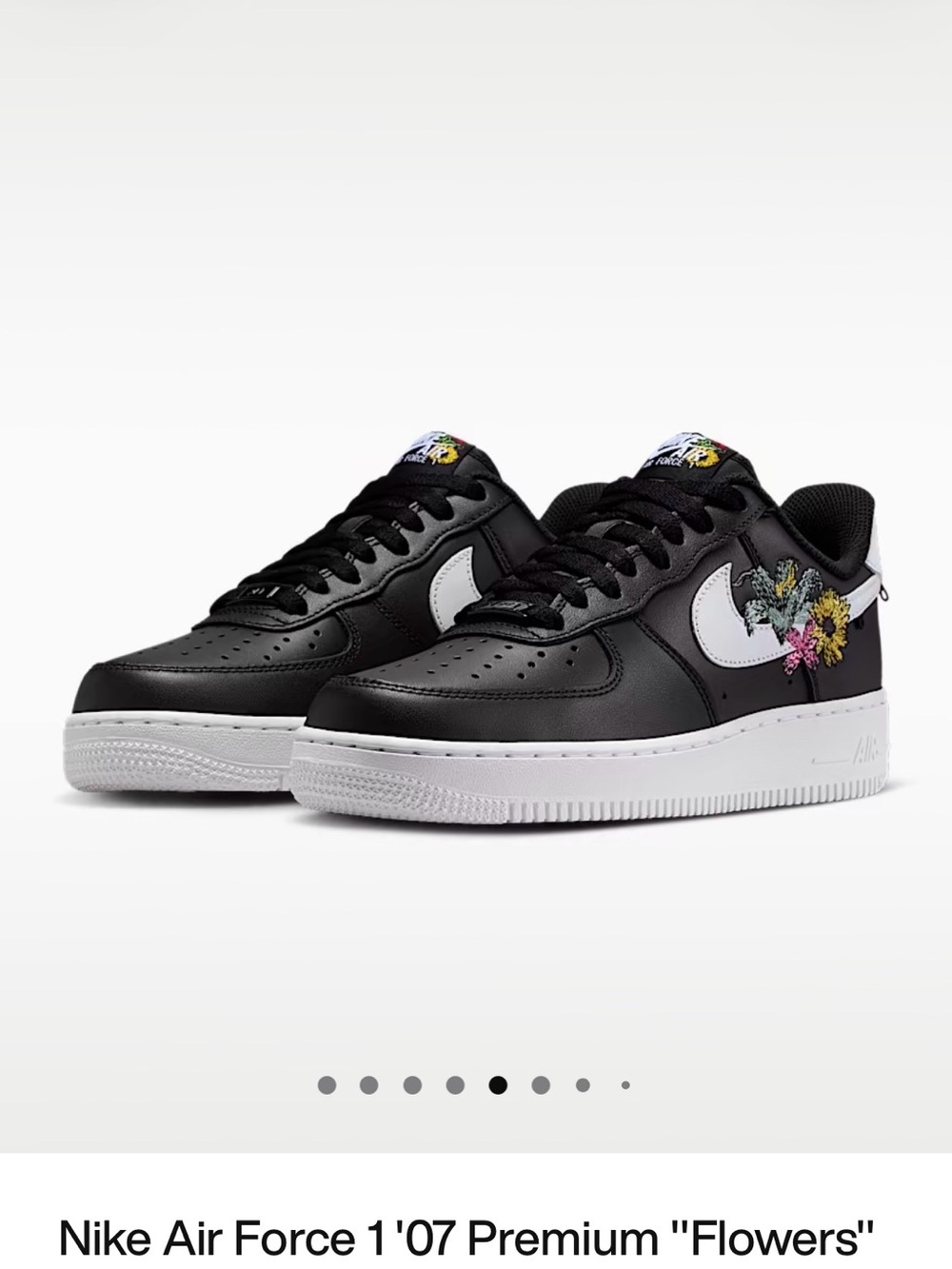 Brand new! Nike Air Force 1 '07 Premium - Black, White & Gold Floral Accents